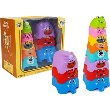 Hračka pro nejmenší Pyramida skládací kelímky pro miminka se zvířátky 8 dílů