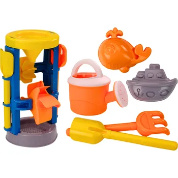 Hračka na písek Sada na písek s velkým mlýnkem, lopatkou, hrabičkami a konvičkou