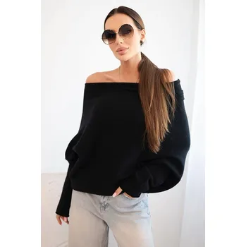 Dámský svetr Dámský asymetrický batwing svetr viskózový černý UNI