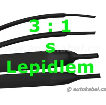 Smršťovací&nbsp;trubice&nbsp;6,4&nbsp;černá 3:1, kus / 30 cm, s LEPIDLEM