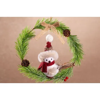 Vánoční ozdoba Paramit Věneček s ptáčkem 17 cm