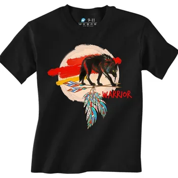 Chlapecké tričko Dětské tričko Vlčí Duch Válečníka Warrior Wolf (Velikost: 7-8, Barva: Černá)