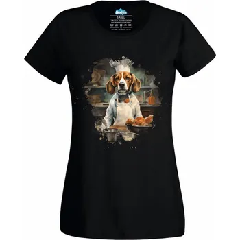 Dámské tričko Dámské tričko Šéfkuchař Bígl (Velikost: 4XL, Barva: Černá)