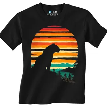 Chlapecké tričko Dětské tričko Tygr při Západu Slunce (Velikost: 7-8, Barva: Černá)