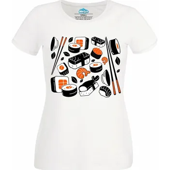 Dámské tričko Japonské Sushi (Velikost: 4XL, Barva: Bílá)