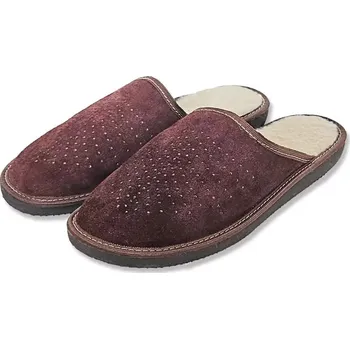 Pánské pantofle Ovčí věci Pánské kožené pantofle s ovčí vlnou - Hnědá Velikost: 47