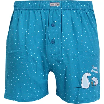 Pánské spodní prádlo Trenky Andrie s vánočním potiskem PS5933 tyrkys velikost XXL-58/60