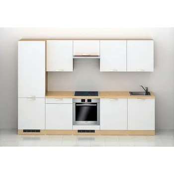 Kuchyňská linka EBS TIME kuchyňský blok 3 m, bílá lesk/dub arlington