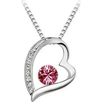 Náhrdelník Náhrdelník s krystaly srdce rose (Řetízek s přívěskem srdce s kamínky)