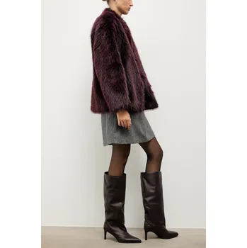 Dámské kozačky Kožené kozačky Answear.LAB vínová barva, na podpatku LT2326-1502-3 83X, EUR 38