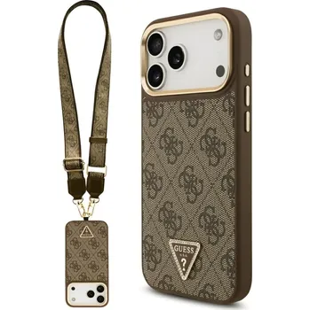 Náhradní díl pro mobilní telefon Kryt Guess pro iPhone 17 Pro Max s MagSafe Guhmp17Xp4G4Tcsw (Pu W/ Triangle Logo & Big Strap Metal Buttons) Brown