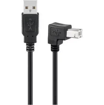 Kabel do PC MicroConnect kabel USB2.0 A (M) - USB2.0 B 90° úhel (M) 1.8m černá (USBAB2ANGLED2)