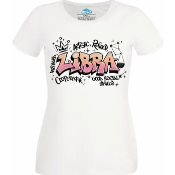 Dámské tričko Horoskop Váhy Libra Graffiti (Velikost: 4XL, Barva: Bílá)