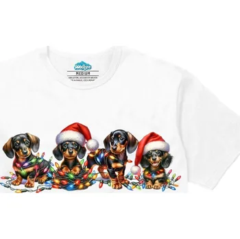 Pánské tričko Pánské tričko Vánoční Jezevčík ze Světýlek (Velikost: L, Barva: Bílá)