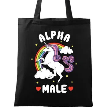 Nákupní taška Bavlněná taška Alpha Male Jednorožec (Barva: Černá)
