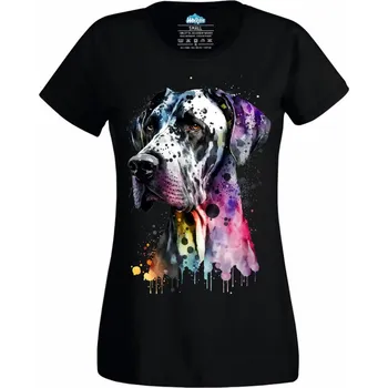 Dámské tričko Německá doga Great Dane (Velikost: 4XL, Barva: Černá)