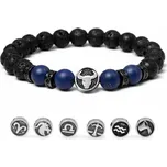 Daniel Dawson Náramek znamení zvěrokruhu Zodiac - 8 mm lapis lazuli, lávový kámen NR2287-4/20 20 cm Rak (22.6. - 22.7.)