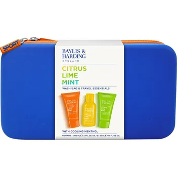 Kosmetická sada Baylis & Harding Citrus, Lime & Mint - sada s péčí o tělo a pleť, 3 ks pánská sada produktů pro tělo a pleť ve sportovní kosmetické taštičce