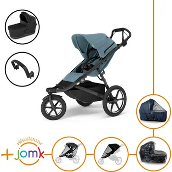 Dětské zboží Set 7v1 Thule Urban Glide 3 Mid blue s magnetickou sponou 2025 + madlo + korbička Black + JOMK příslušenství
