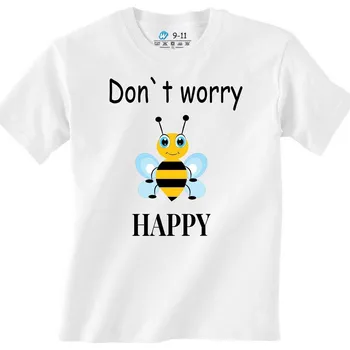 Dívčí tričko Dětské tričko Včelka Don’t Worry Bee Happy (Barva: Bílá)