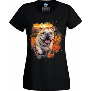 Dámské tričko Anglický buldok na Makovém Poli (Velikost: 4XL, Barva: Černá)