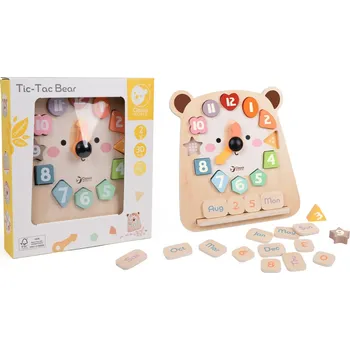 Hodiny Teddies Hodiny medvěd výukové vkládačka dřevěné v krabici 26x29x5cm 24m+