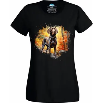 Dámské tričko Německý ohař krátkosrstý v Podzimním Lese (Velikost: 4XL, Barva: Černá)