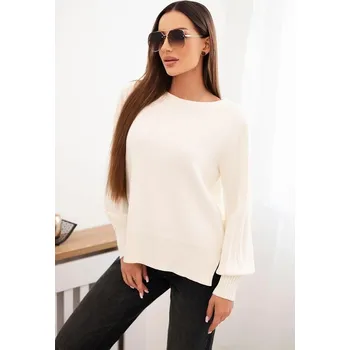 Dámský svetr Volný svetr s rozparky po stranách model R2025 barva ecru