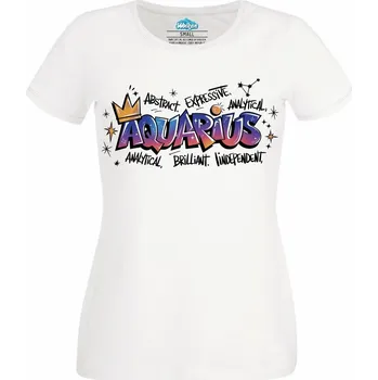 Dámské tričko Horoskop Vodnář Aquarius Graffiti (Velikost: 4XL, Barva: Bílá)