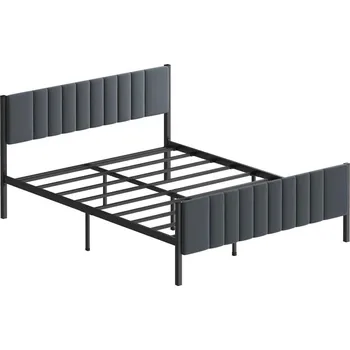 Postel Kovová dvoulůžková postel LUNOR 140x200 cm antracit nosnost 200 kg