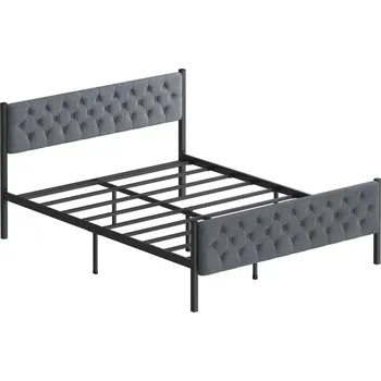 Postel Kovová dvoulůžková postel KAROM 160x200 cm šedá nosnost 200 kg