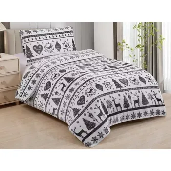 Povlečení Povlečení Mikrovlákno a Mikroflanel Vánoce šedobílé