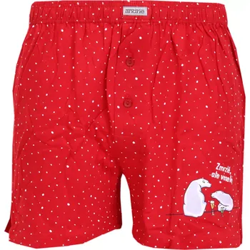 Boxerky Trenky Andrie s vánočním potiskem PS5933 červená velikost M-46/48