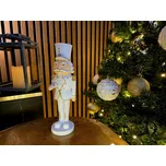 AUTRONIC Dekorační figurka louskáček voják v bílo-zlaté uniformě z polyresinu (pryskyřice), 7x8x24,5 cm