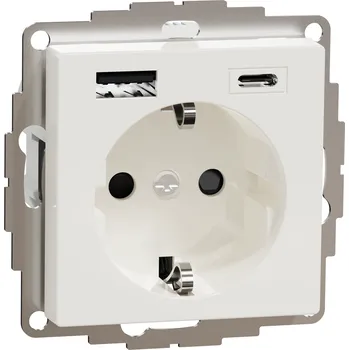 Elektrická zásuvka MTN2367-0319 Zásuvka Schuko 230V USB A+C 3A,polar, Schneider Electric
