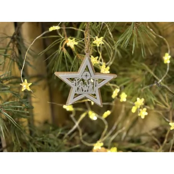 Vánoční dekorace Závěs vánoční hvězda s betlémem