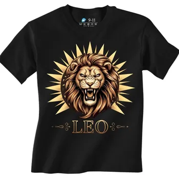Chlapecké tričko Dětské tričko Znamení Horoskopu Lev Leo (Velikost: 3-4, Barva: Černá)
