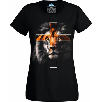 Dámské tričko Lev Ochránce Víry (Velikost: 4XL, Barva: Černá)