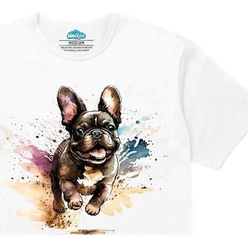 Pánské tričko Pánské tričko Běžící Francouzský buldoček (Velikost: L, Barva: Bílá)