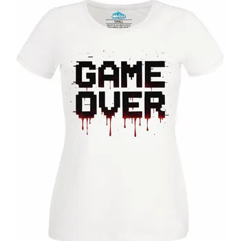 Dámské tričko Krvavá Hra Game Over (Velikost: 4XL, Barva: Bílá)