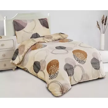 Povlečení Jahu Kruhy hnědé 140 x 200, 70 x 90 cm zipový uzávěr