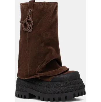 Dámské kozačky Semišové boty Naked Wolfe Disturb dámské, hnědá barva, na platformě, Disturb Chocolate Suede Disturb.Chocolate 89X, EUR 36