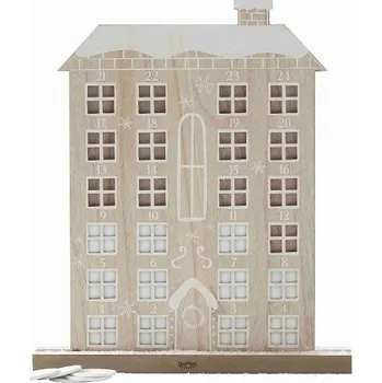 Vánoční dekorace Ginger Ray Adventní kalendář - domeček ze dřeva s okénky 40x30 cm