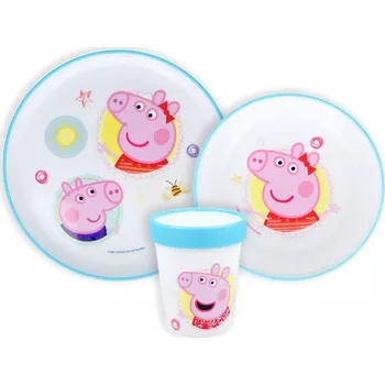 Party nádobí Protiskluzová sada plastového nádobí s kelímkem Prasátko Pepina a Tomík | Peppa Pig