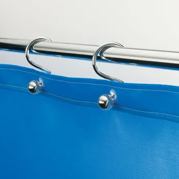 Sprchový závěs Spirella sada 12 ks kroužků na sprchové závěsy BUBBLE, chromovaný kov, 4 x 6 cm