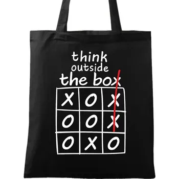 Nákupní taška Bavlněná taška Chytřejší vítězí Think Outside The Box (Barva: Černá)