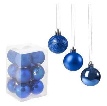 Vánoční baňky modré mix - 6cm, sada 12ks