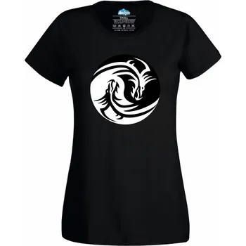 Dámské tričko Yin Yang Drak (Velikost: 4XL, Barva: Černá)