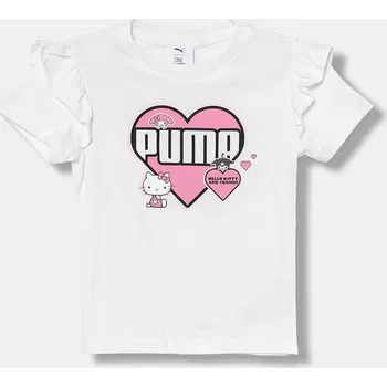 Chlapecké tričko Dětské bavlněné tričko Puma PUMA X HELLO KITTY & FRIENDS Ruffle Tee 632386 bílá 00X, vel. 98