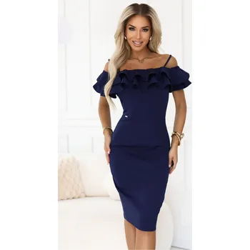 Dámské oblečení 599-3 CARMEN Fitted midi dress in Spanish style - navy blue NUMOCO Other 3434447